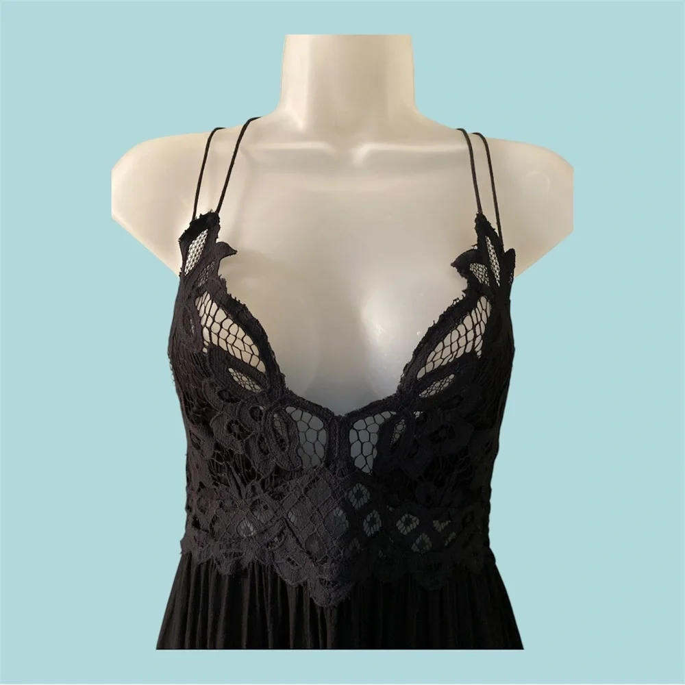 Free People One- Adella Slip Black Size Small EUC